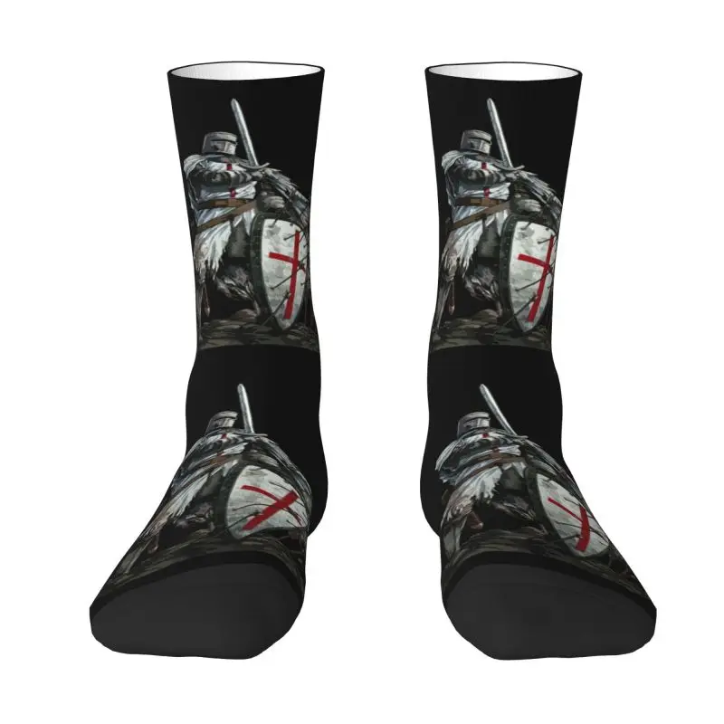 

Knights Templar Warrior Mens Crew Socks Unisex Funny Medieval Templar Shield Cross Spring Summer Autumn Winter Dress Socks