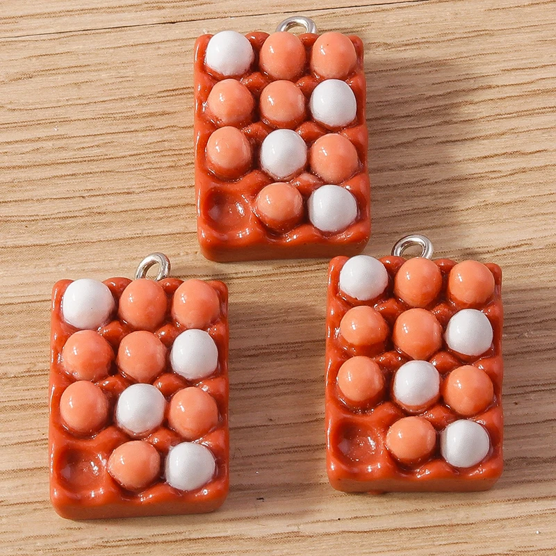 Tusember 10pcs Resin Simulation Corn Sunflower Seeds Chocolate Hamburger Eggs Charms for Jewelry Making DIY Earrings Key Chain