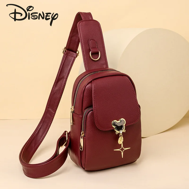 Disney Mickey New Women's Chest Bag Fashion High Quality Women's Crossbody Bag Popular Solid Color Versatile Casual Women's Bag