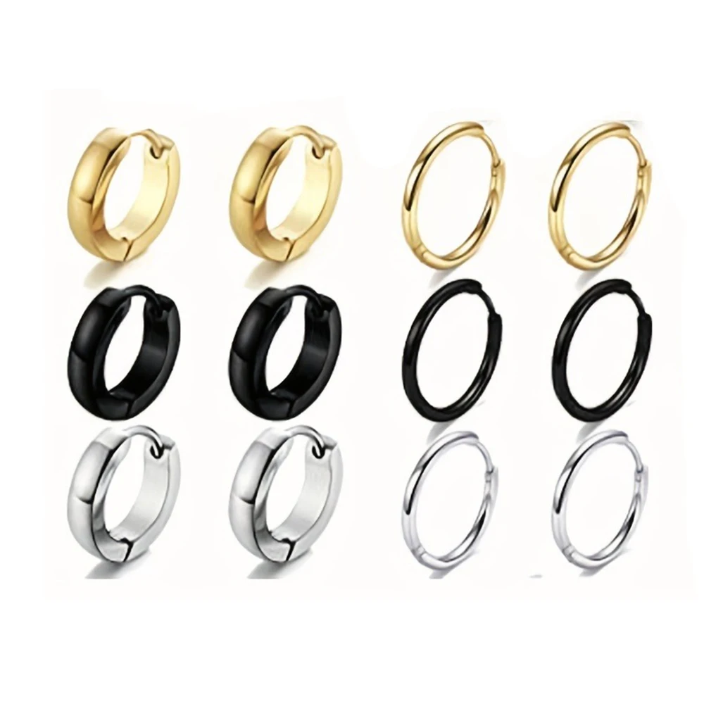 3-15pairs Earrings Set For Men Stainless Steel Stud Earrings Cross Dangle Hoop Earrings Set Fashion Ear Piercing Jewelry
