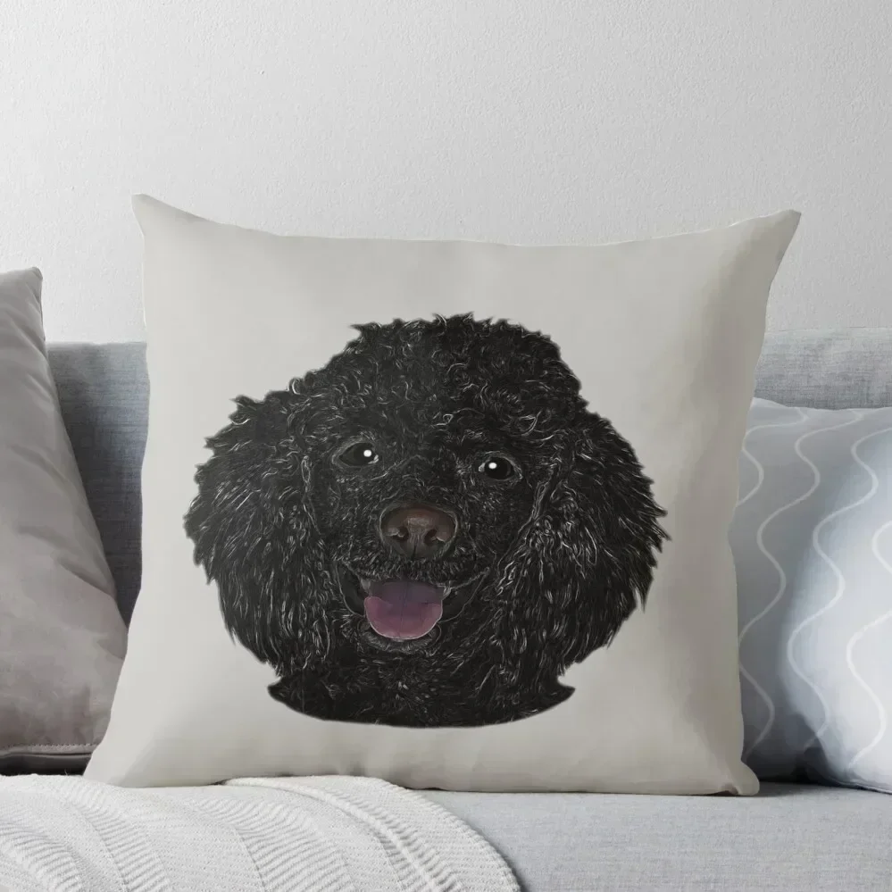 Cute Black Beautiful Poodle Puppy 02 Throw Pillow Marble Cushion Cover Decorative pillow case pillow