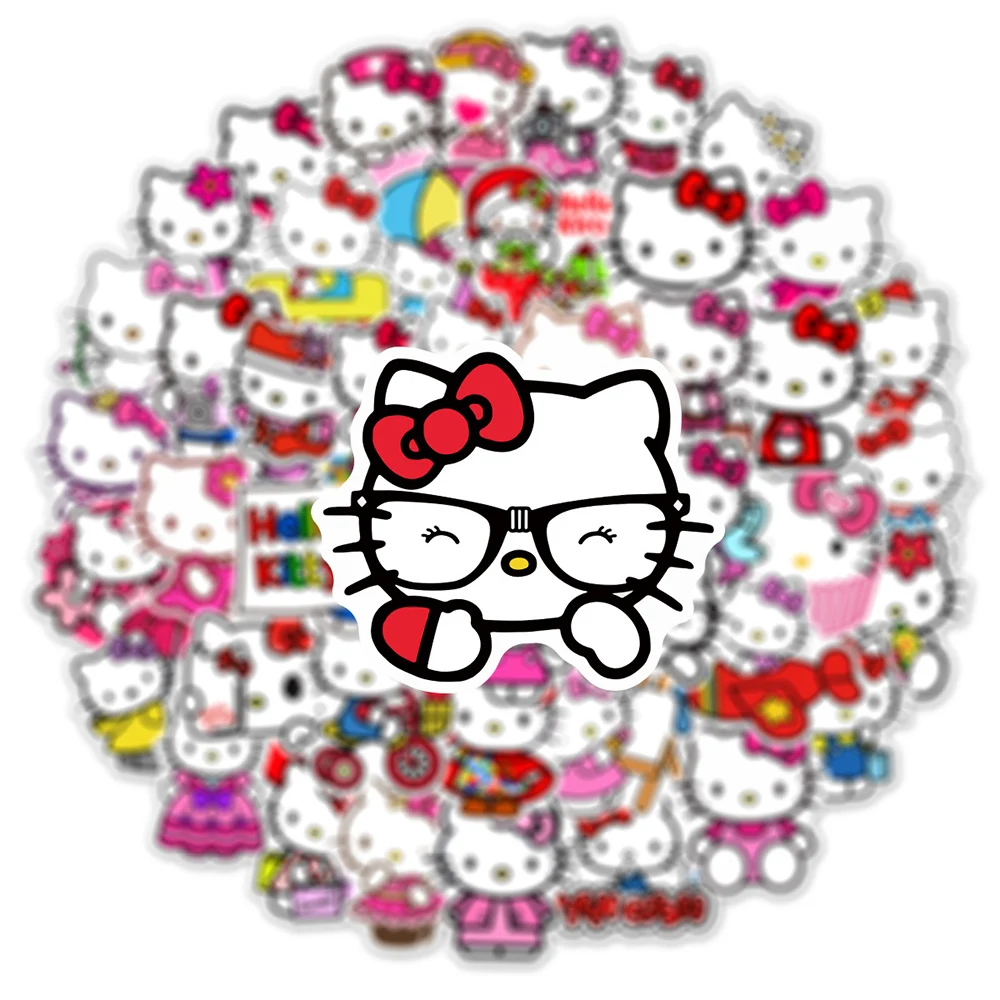 10/30/50PCS Cute Anime Hello Kitty Stickers Kids Toy DIY Diary Suitcase Scrapbook Phone Laptop Bike Kawaii Cat Sticker Decals