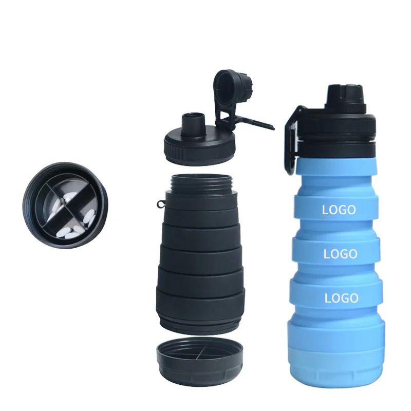 750ML Collapsible Water Bottle, Reuseable BPA Free Silicone Foldable Bottles Portable Hiking Cup For Outdoor Mountaineering Tour