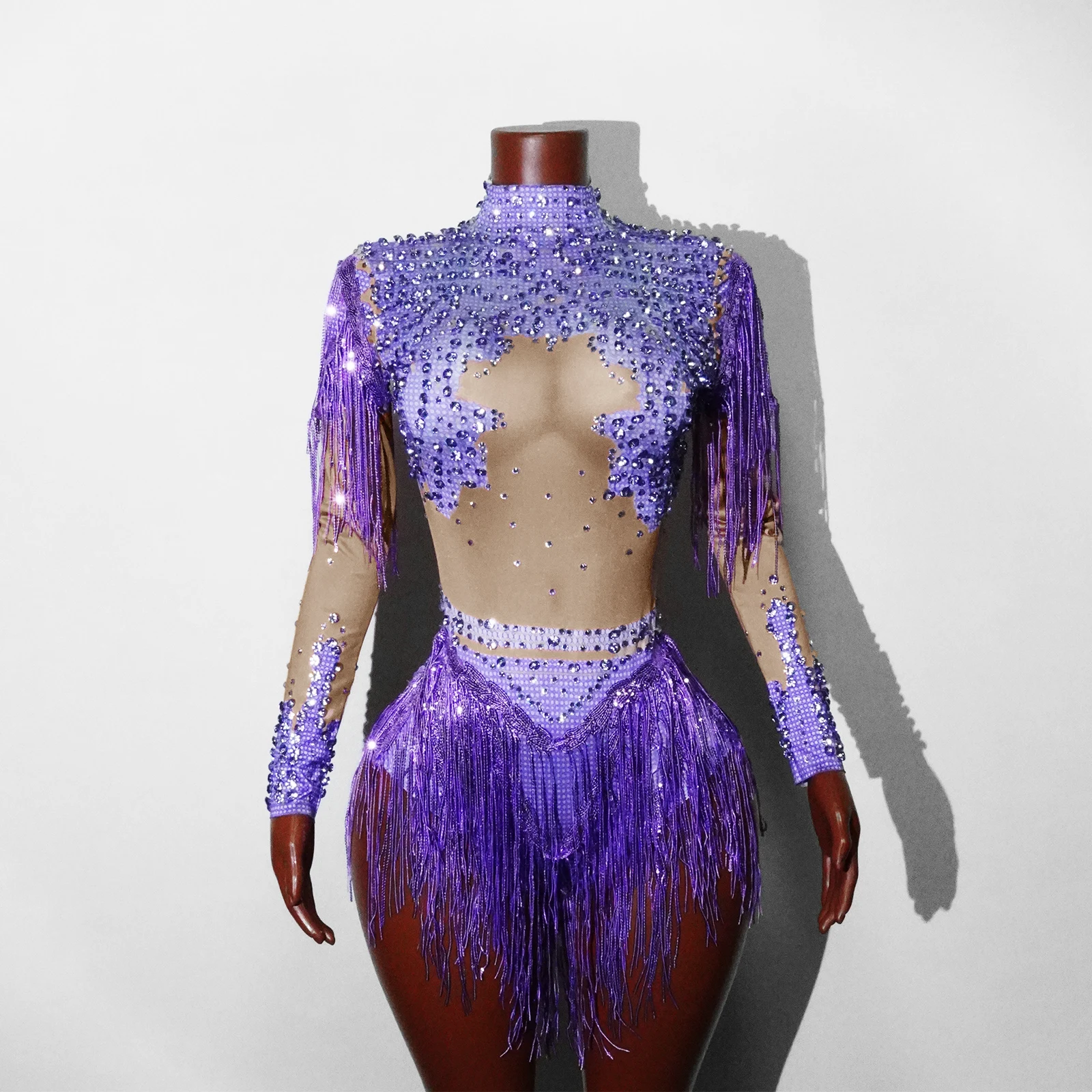 

Women's Transparent Mesh Elastic Sexy Jumpsuit 2025 New Product Birthday Party Nightclub Singer Dj Stage Performance Outfit