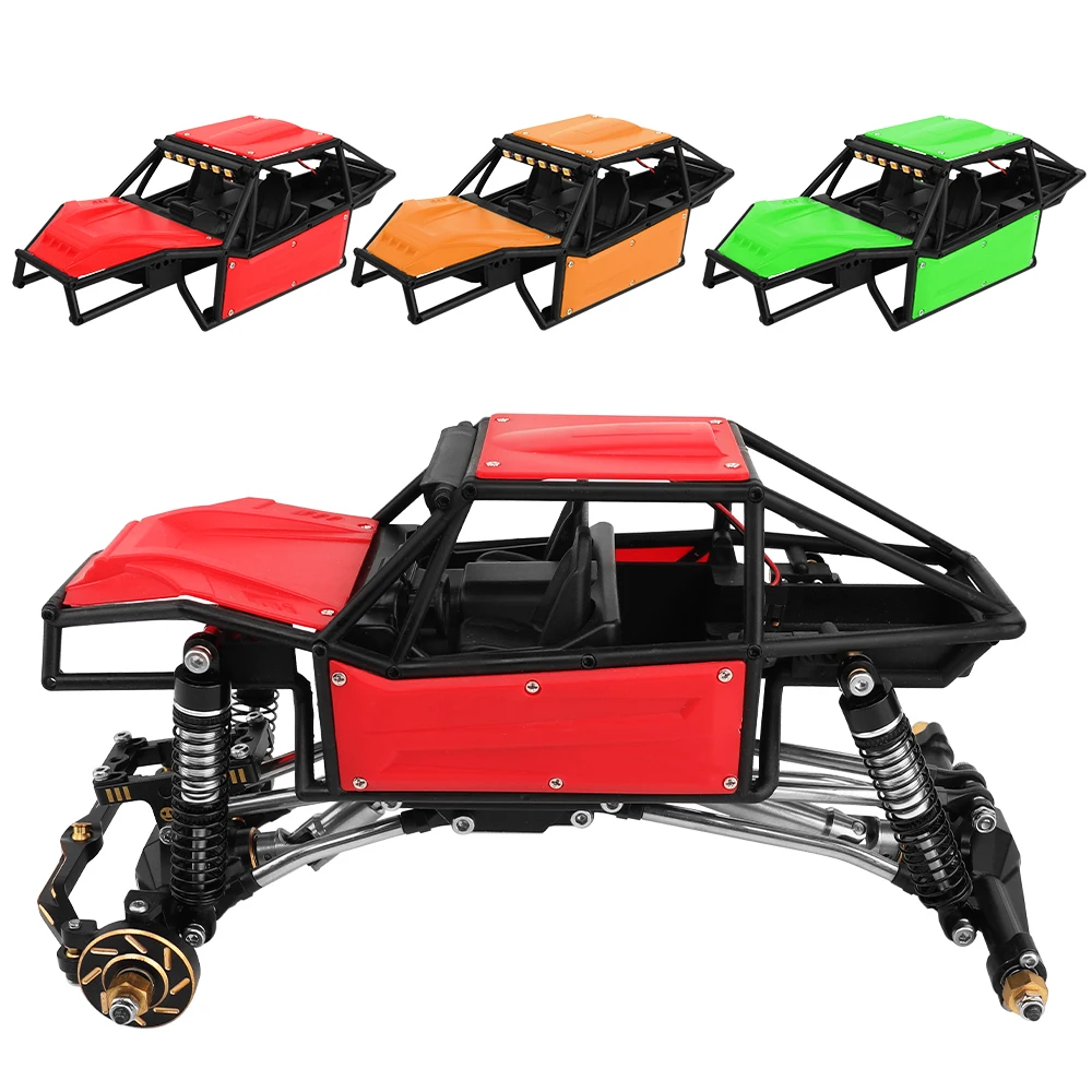 TRX4-M 4×4 RC Car Chassis Frame with Plastic Body Shell Brass Axles Metal Gearbox Links DIY for 1/18 RC Crawler Car TRX4M Parts