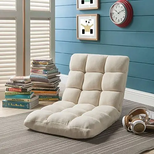 

Super-Soft Folding Adjustable Floor Relaxing/Gaming Recliner Chair, Beige Chair cushion Recliner chair adults Cup Plywood chair