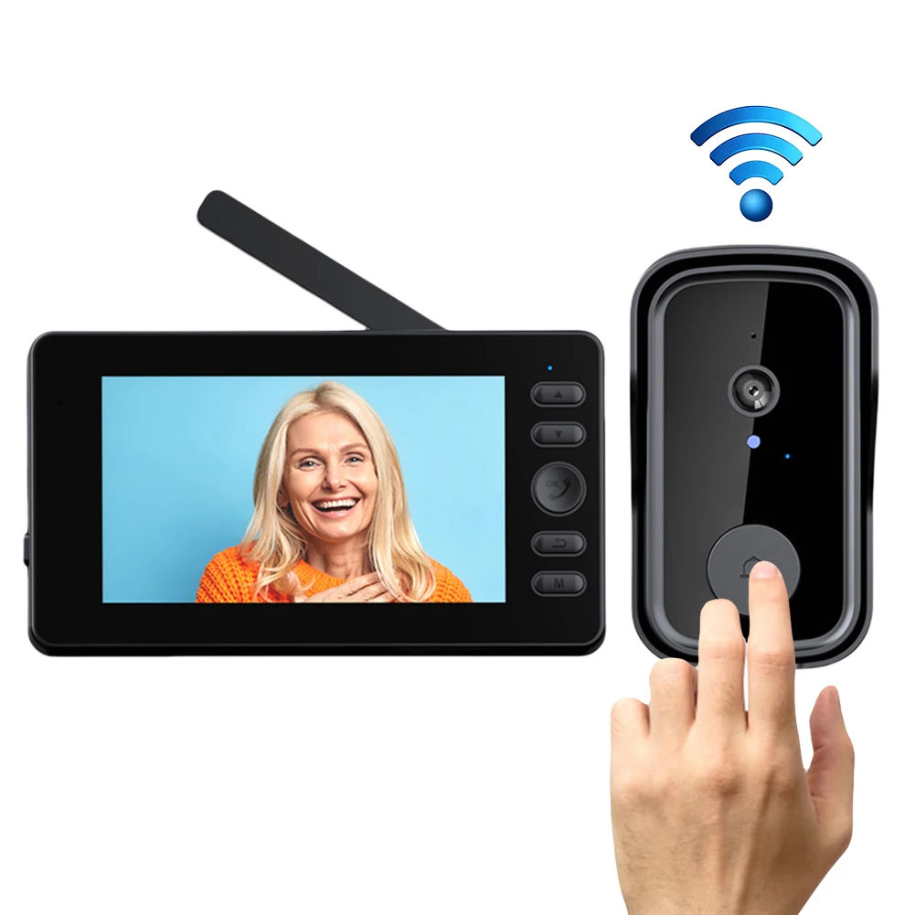 

Видеодверной звонок, камера, двустороннее аудио, беспроводной видеодомофон, 4,3-дюймовый экран для дома