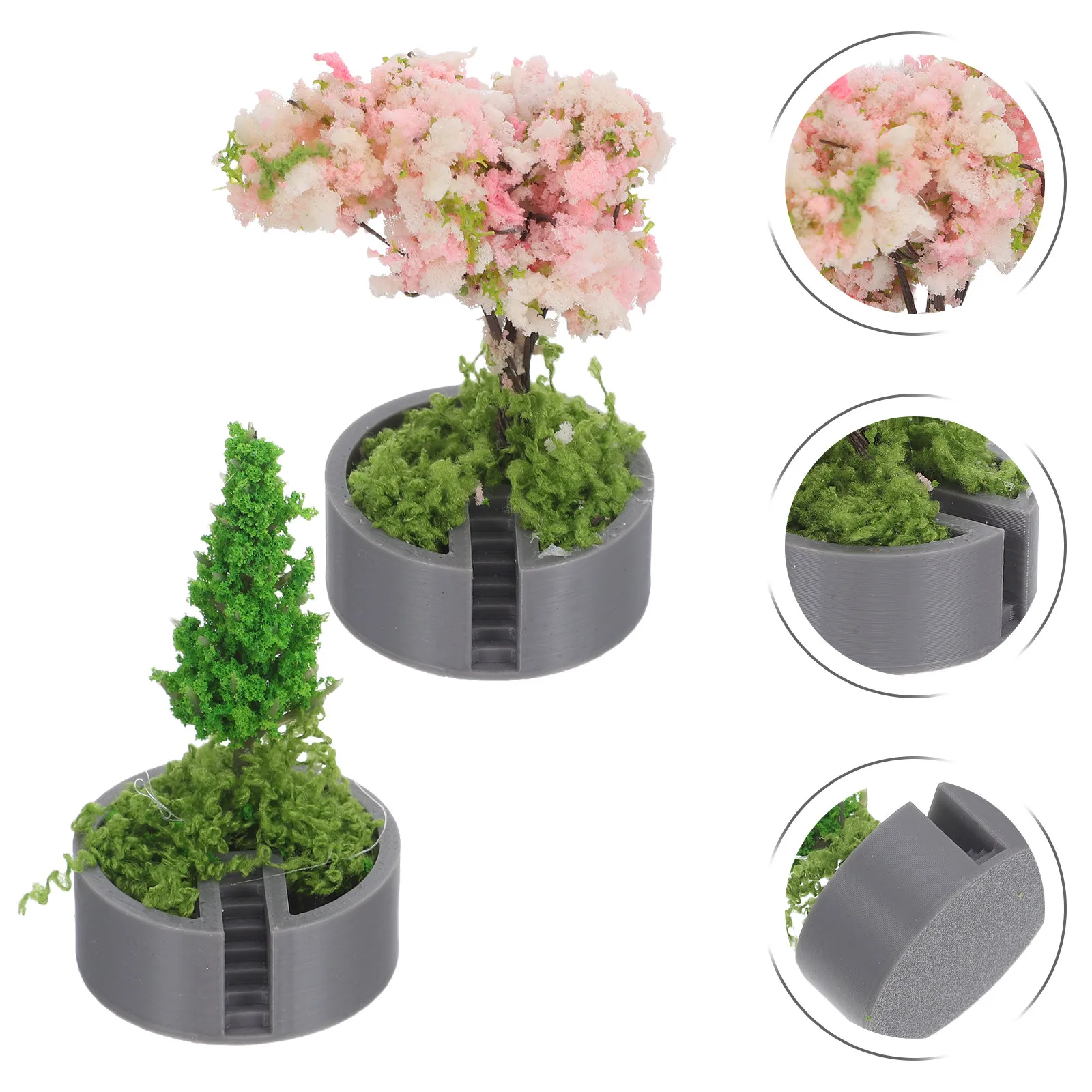 

2Pcs Realistic Miniature Cherry Blossom Pine Trees for Diorama Landscape Decoration Fairy Garden Supplies Dollhouse Miniature