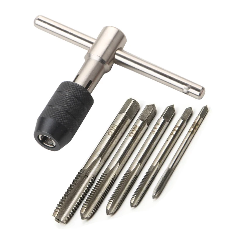 Juego de llaves de trinquete con mango en T ajustable profesional, herramientas de mano, máquina de M3-M8, rosca de tornillo, grifo en forma de T