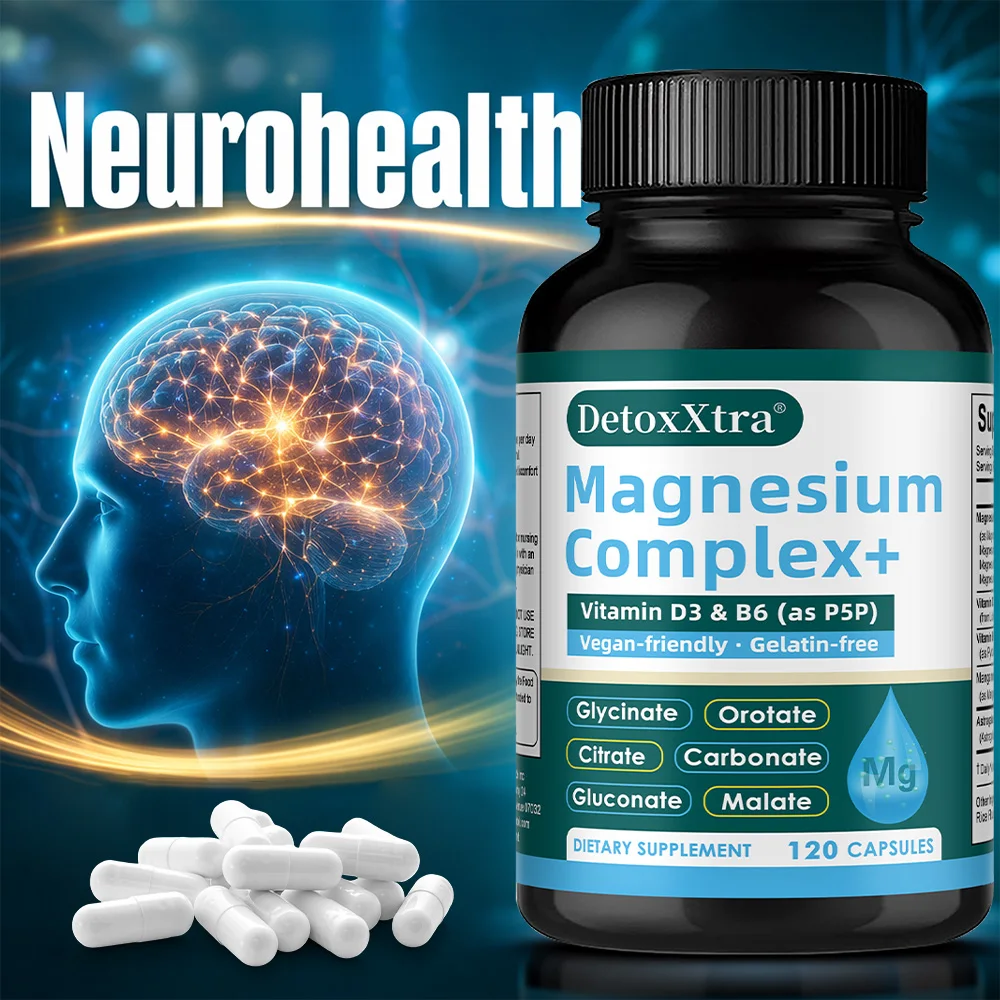 

Magnesium Complex for Women & Men - 500mg (7-in-1) with D3 & B6, Glycinate, Citrate, Malate, Taurate & Orotate, Daily Wellness