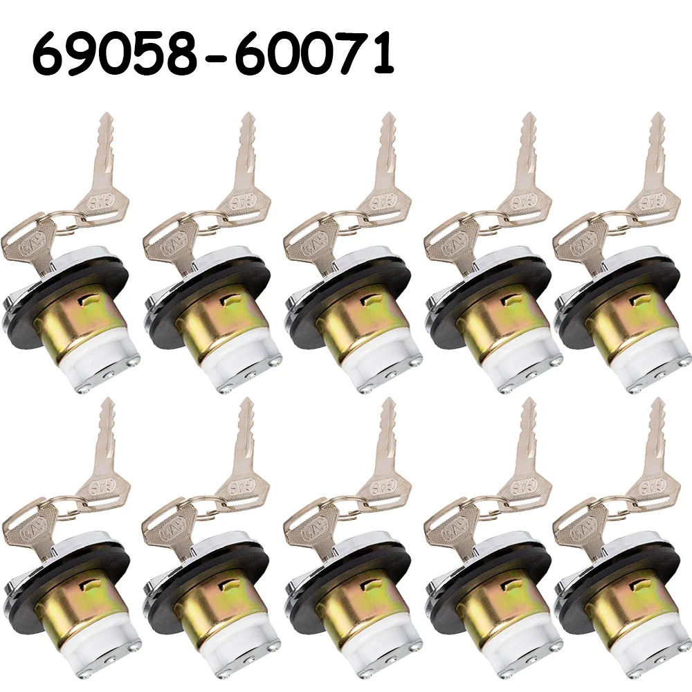 10PCS Cylinder Keys Set Fuel Filler Lid Repair Locking Fuel Cap For Toyota All Hilux / 4-Runner Diesel 69058-60071 69058-60141