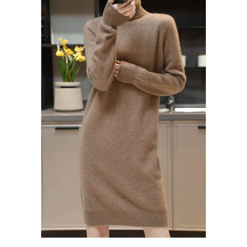 High Elasticity Soft Sweaters For Lady 100% Wool Pullovers 2022 New Arrival Cashmere  Autumn/Winter Knitted Female Long Dresses