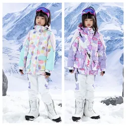 Traje de esquí grueso y cálido para niña, chaquetas y pantalones impermeables a prueba de viento, chaqueta de nieve para niños, snowboard, esquí, invierno, más nuevo