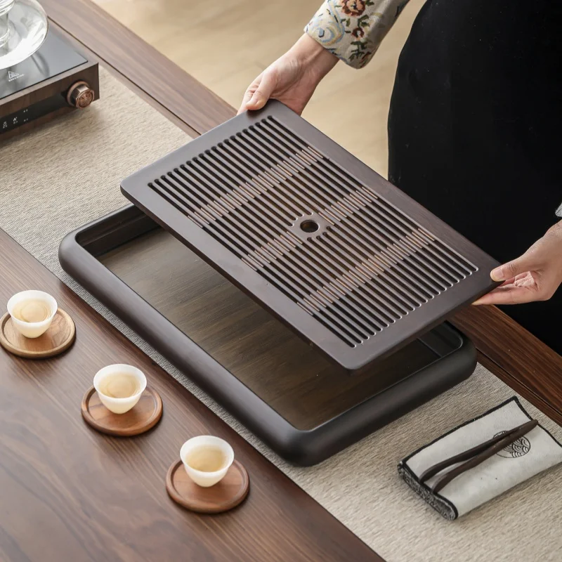 

Chinese Natural Bamboo Tea Tray Rectangular Tea Tray Water Storage Kung Fu Saucer Reusable Board Storage