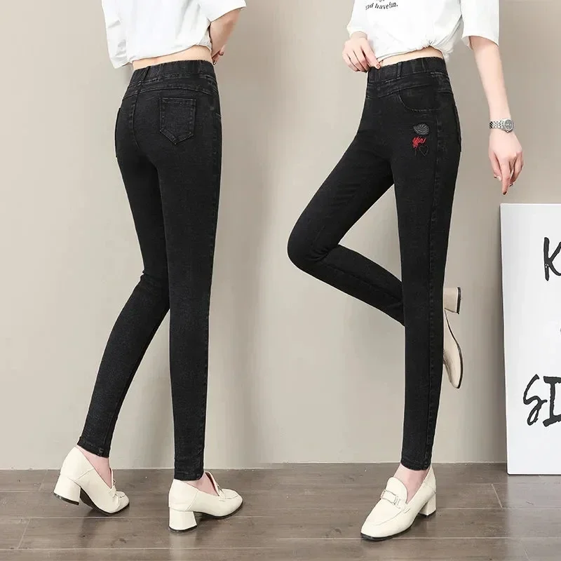 Women Winter Plush Vintage Vaqueros Thick Warm Elestic High Waist Pencil Jeans Casual Add Velvet Skinny Denim Pants Jean Capris