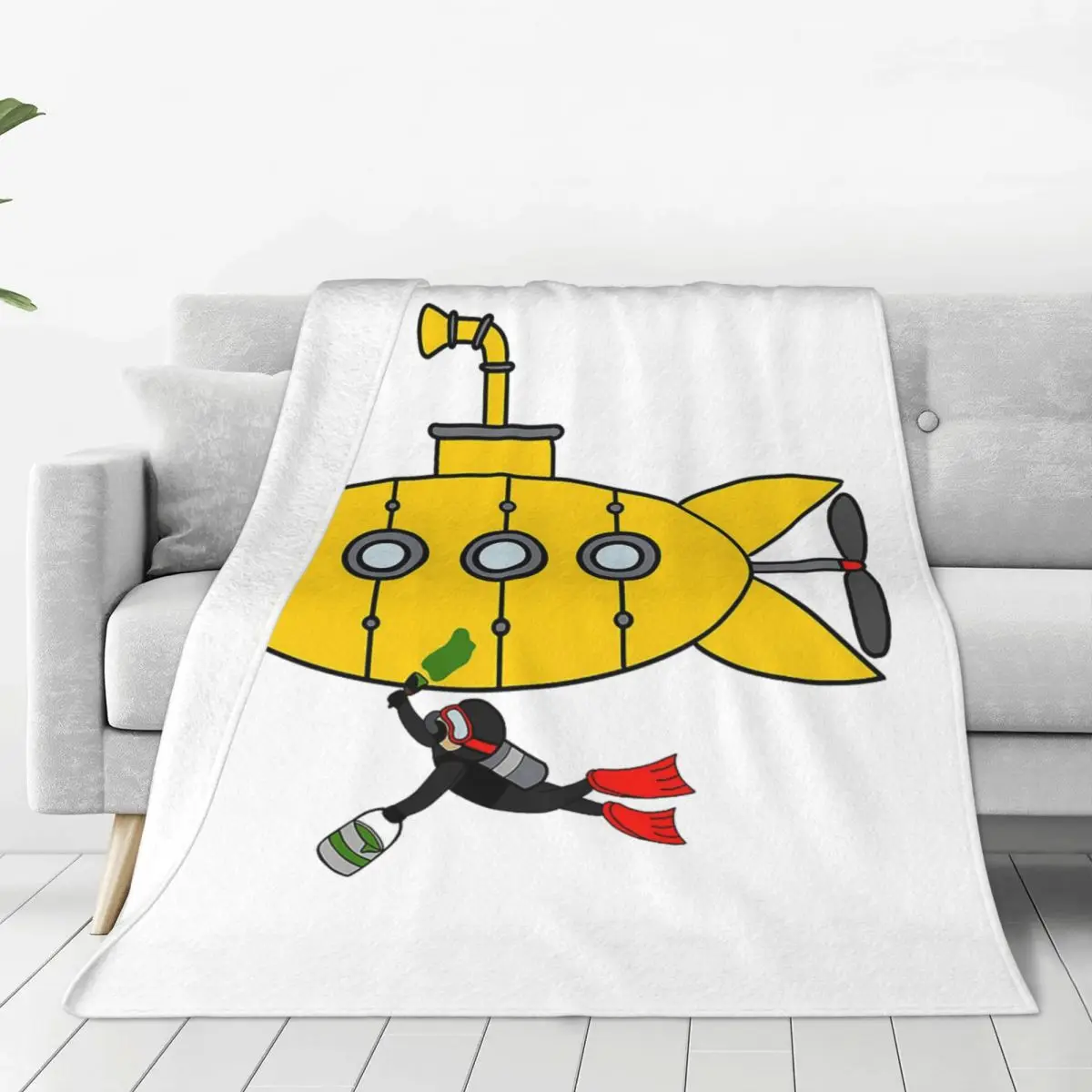 Beatle Submarine Blankets Soft Warm Flannel Throw Blanket Plush for Bed Living room Picnic Travel Home Couch