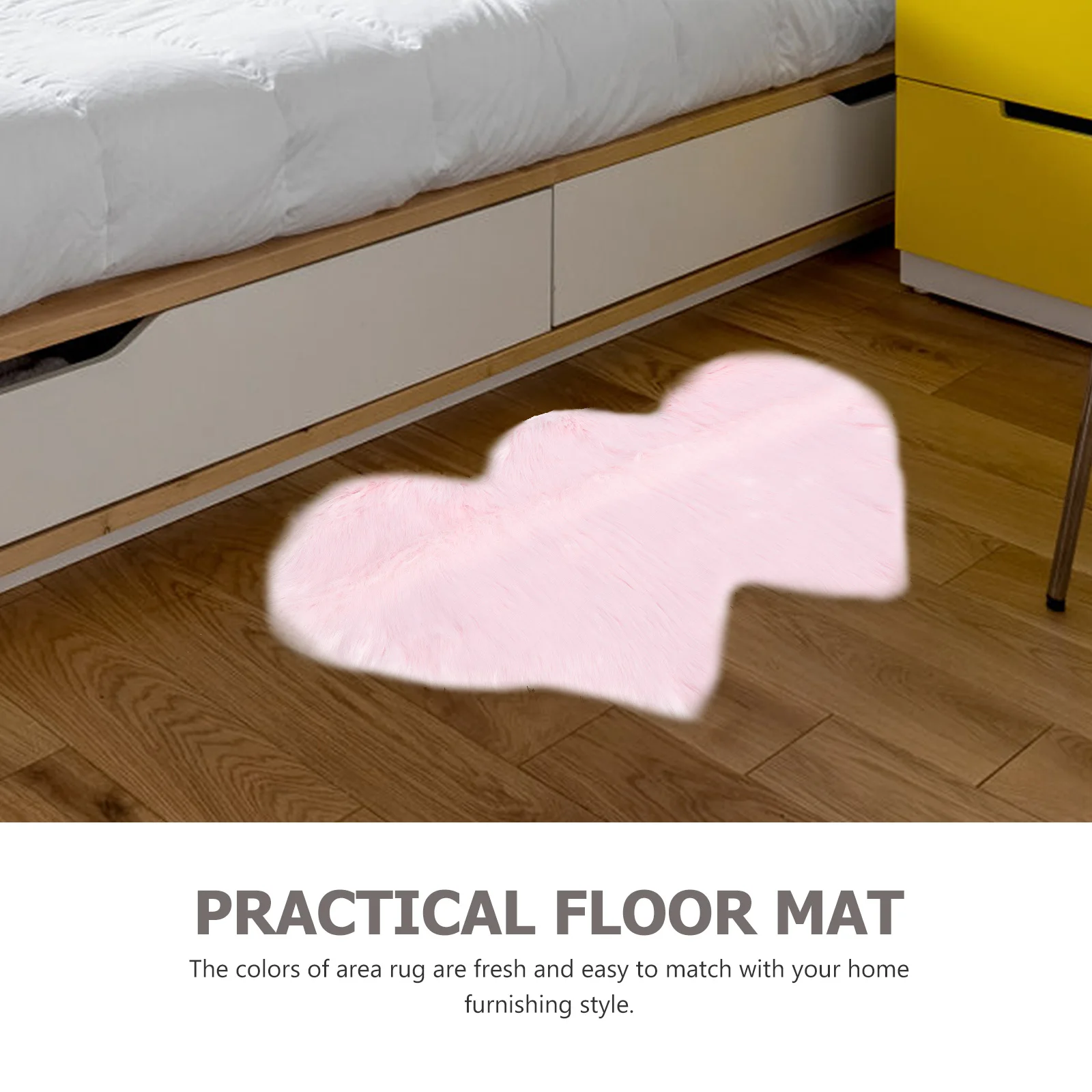 

Faux Double Heart Floor Mat Area Rug Decorative Carpet For Home Entryway Hotel Decor Washable Shaggy Rug Lightweight