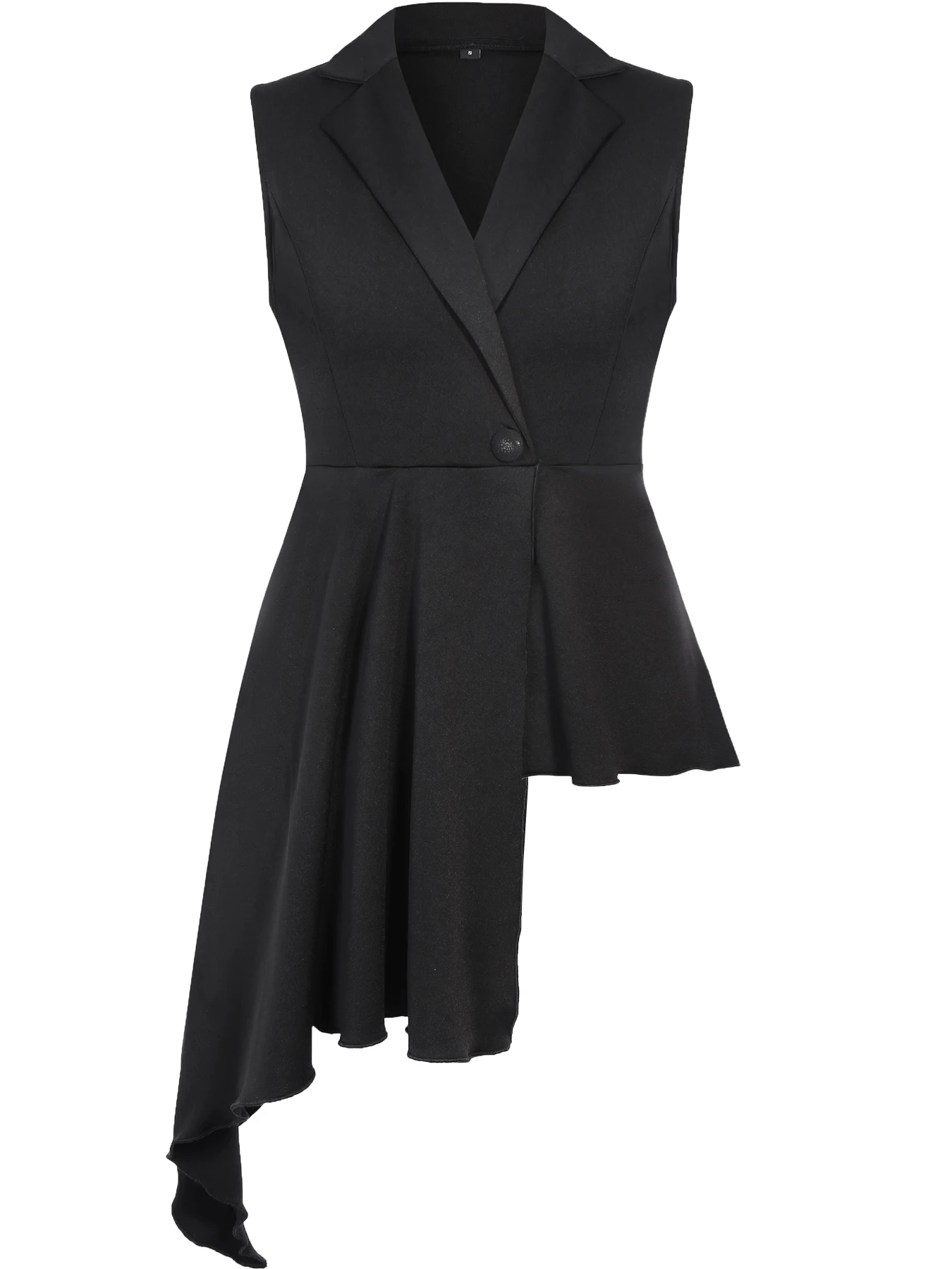 Women Summer Sleeveless Asymmetrical Shirt Sexy Deep V-Neck Button Casual T Shirt Black Long Tops For Women