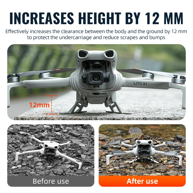 Lito X1 Drone Landing Gear for DJI Lito 1 Dron Accessories Foldable Tripod Extended 12mm Sled Style Leg Lightweight