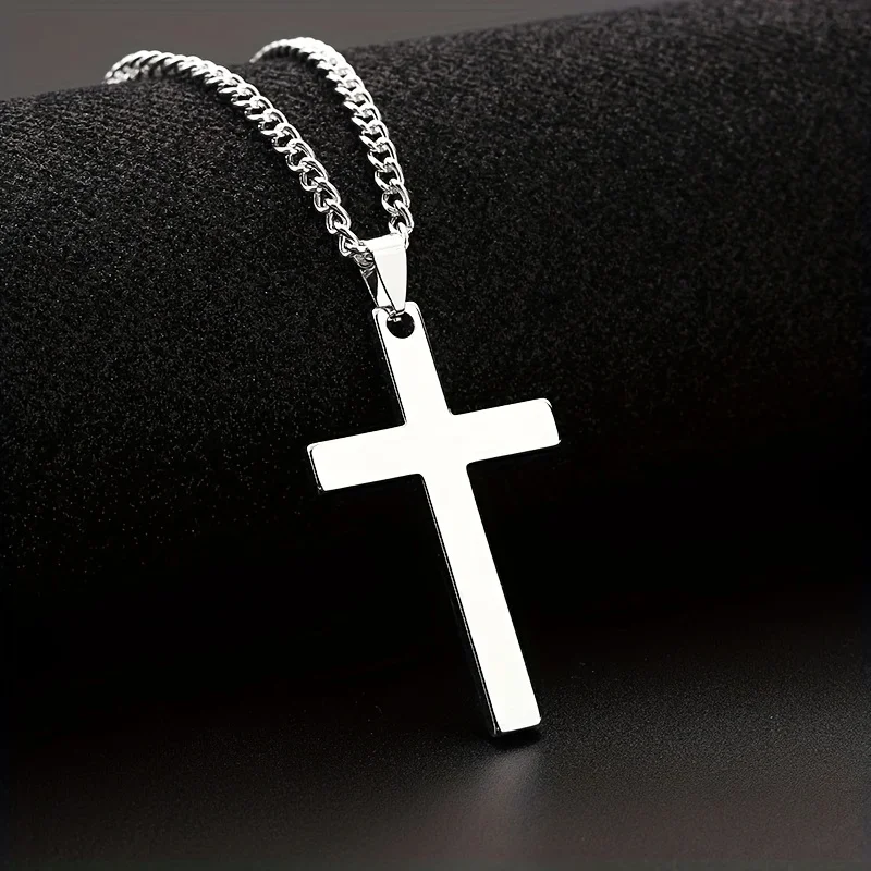 To My Son Cross Necklace For Boys, Birthday Gifts For Son, Silvery Chain Stainless Steel Necklace For Son, Gift For Teen Boys