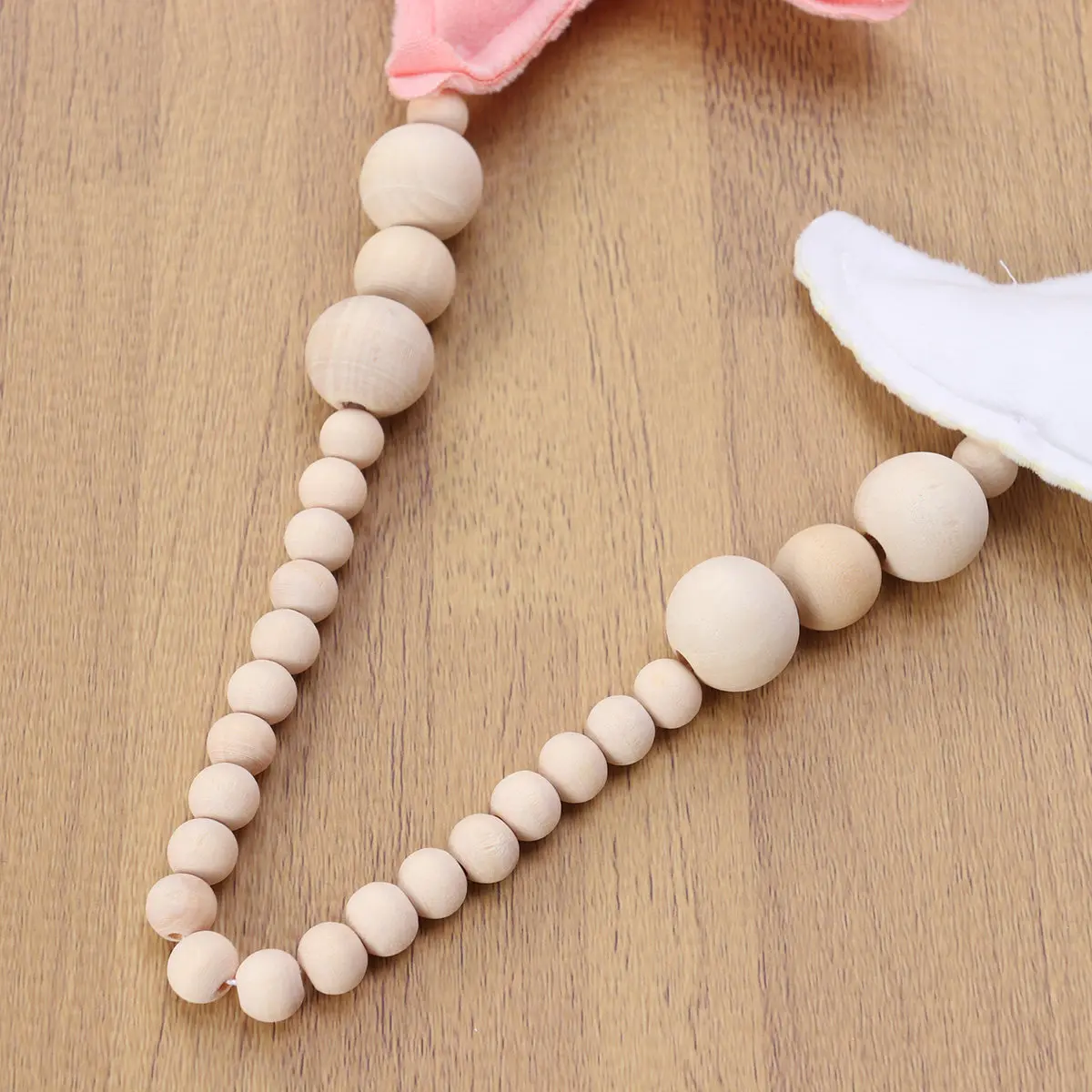 Crib Hanging Ornament Wooden Beads String Moon Star Theme for Baby Shower Party Kids Room Nursery Wall Decor Grey White