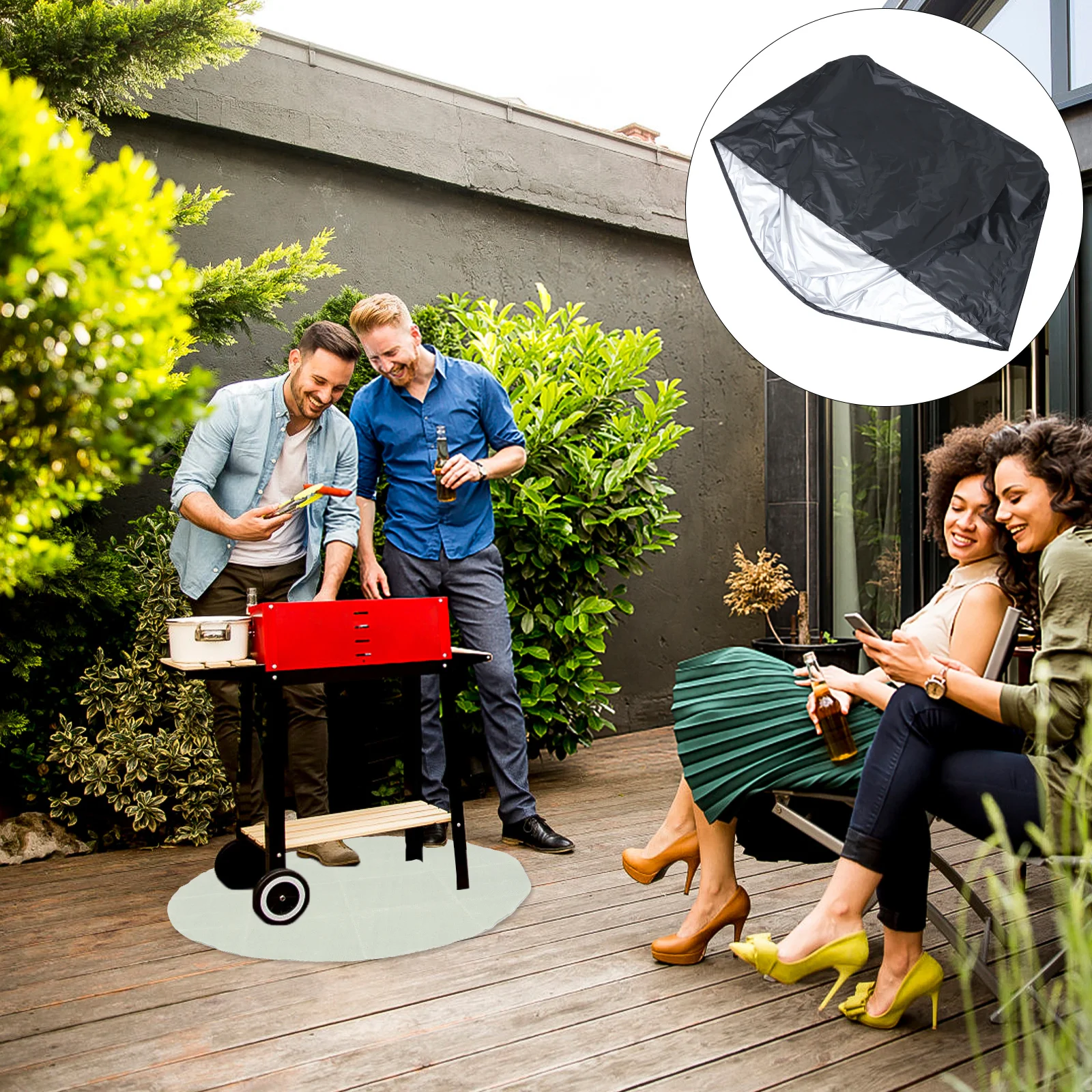 Cubierta cuadrada de poliéster para horno de barbacoa, Protector de parrilla resistente al agua, resistente a los rayos UV, para almacenamiento de cubierta de barbacoa al aire libre, fácil de plegar