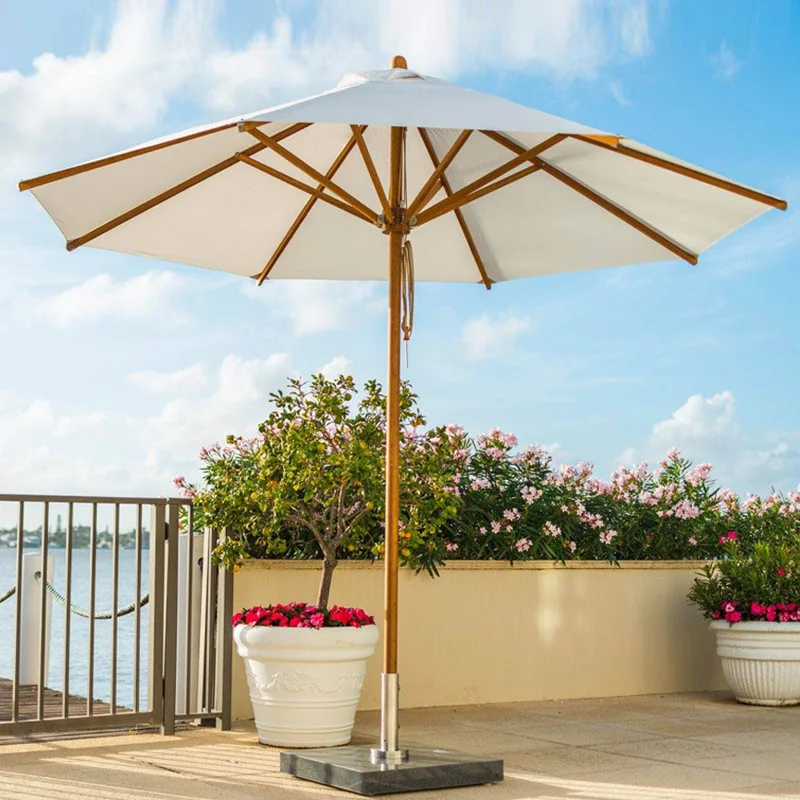 Hot Sale Center Pole  3 m Outdoor Garden Sunshade Umbrella  Wooden Parasol for Beach Courtyard