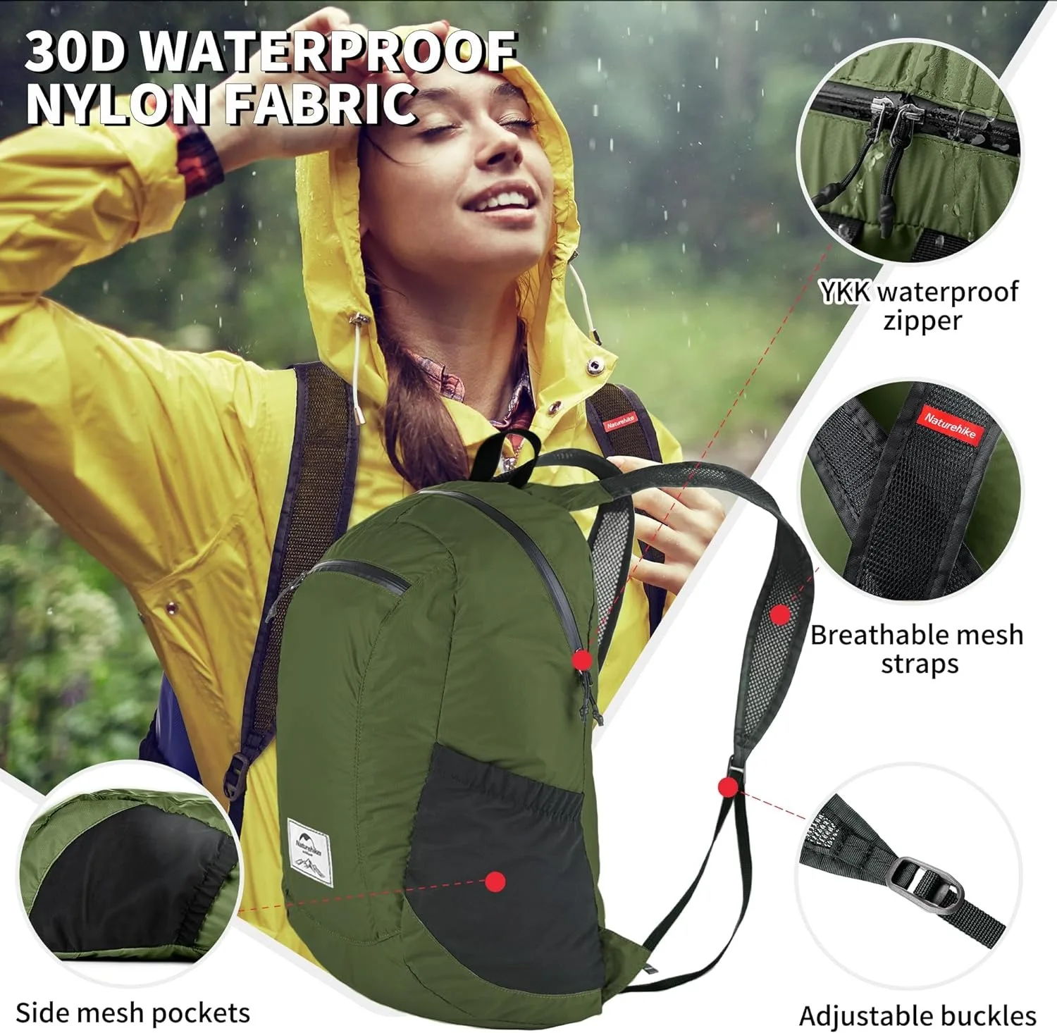 Naturehike Backpack 22L Ultralight Outdoor Waterproof Folding Backpack for Men Women Camping Hiking Shoulder Bag High Capacity