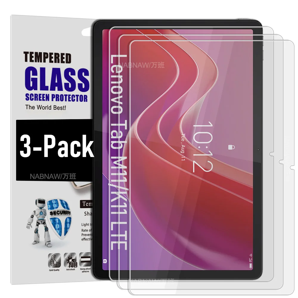 3 Pack Screen Protector for Lenovo Tab M11 (2024) 11 inch/Tab K11 LTE (2024) Full HD Tempered Glass Film Guard 9H Hardness