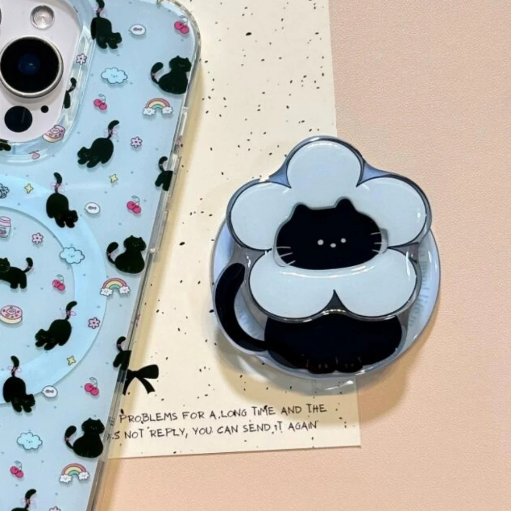 

Korean INS Cute Cartoon Scarf Kitten For Magsafe Griptok Holder Phone Finger Ring Stand Support For iPhone 17 16 Samsung Bracket