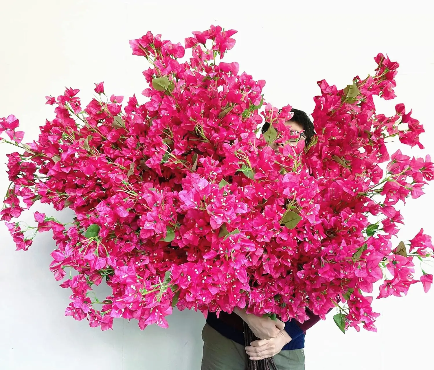 

40Pcs in Bulk Artificial Bougainvillea Silk Flowers Branches Long Plant Stems 45" for Wedding Centerpieces, Bussiness Decoration