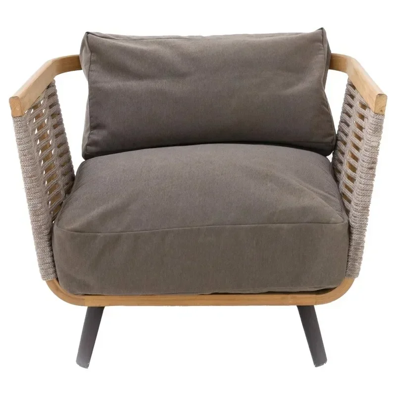 

Outdoor rattan sofa courtyard teak rattan chair B & B waterproof leisure simple wind white lazy solid wood sofa