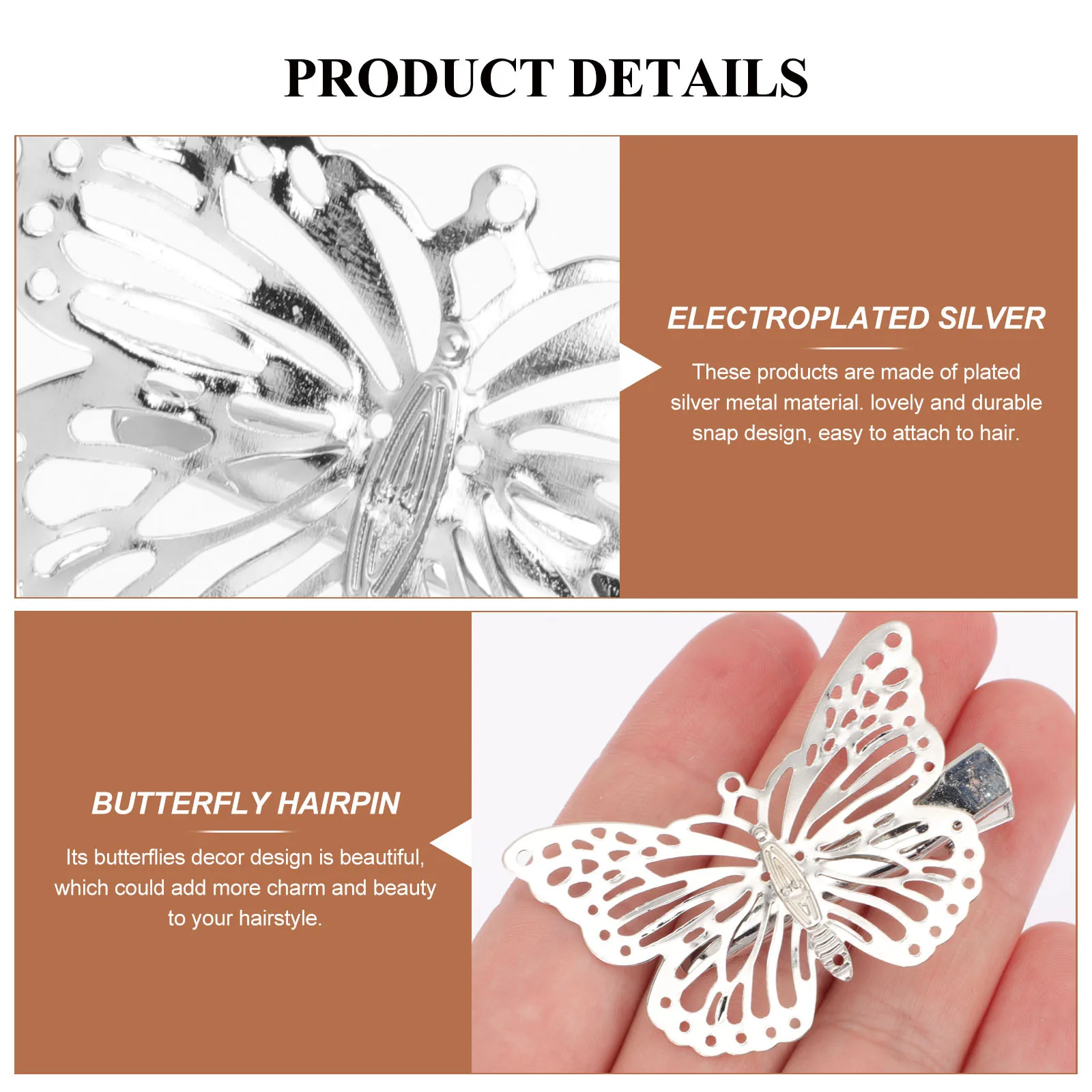 

10Pcs Metal Butterflies Hair Clip Stylish Side Hairpin for Costume Party Elegant Hair Barrette Women Hairpin Headdress