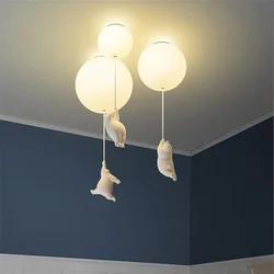 Designer Polar Bär Cartoon Anhänger Kronleuchter für Kind Kinder Kindergarten Wohnzimmer Umwelt-freundliche Harz LED Lampe