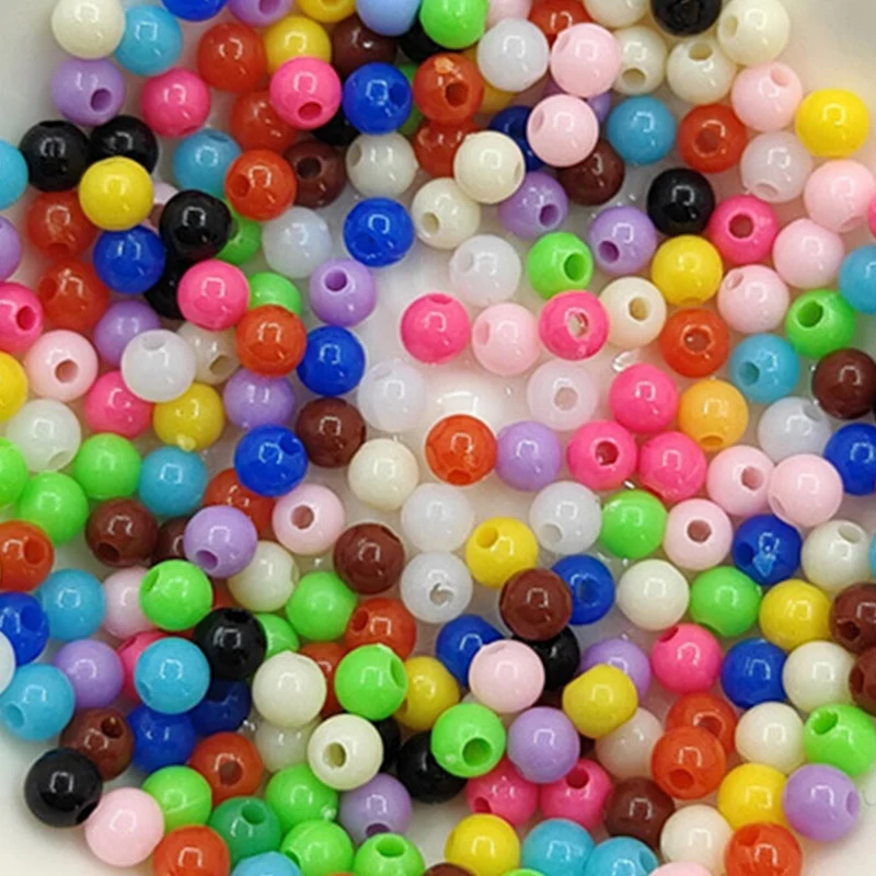 200Pcs 4mm Solid Color Round Mini Loose Beads DIY For Necklace Bracelet Pendant Jewelry Making Wholesale