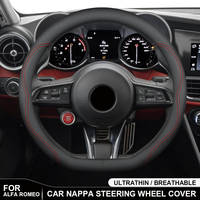 Leather Car Steering Wheel Cover For Alfa Romeo Giulia Stelvio Giulietta 159 147 166 156 4C 8C Mito Sportiva Tonale Accessories