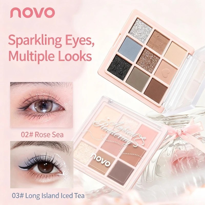 NOVO Misty Island Soft Color Nine Color Eye Shadow Plate Matte Pearlescent Multi Texture Daily Light Makeup Eye Makeup