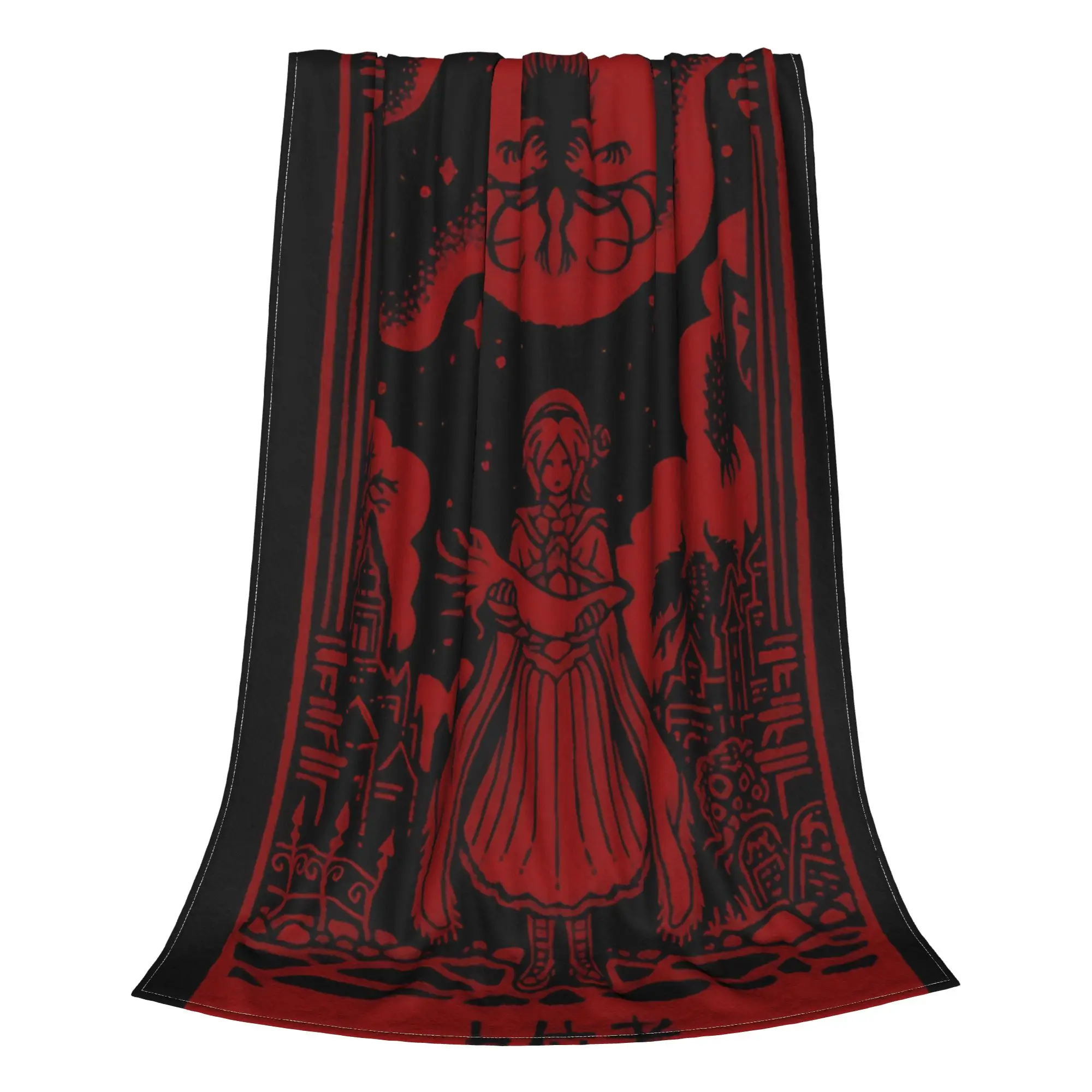 1PC Home Cutecore Vintage Gothic Hunter  Bloodborne Blanket Super Cosy Plush Home Living Room Sofa Halloween