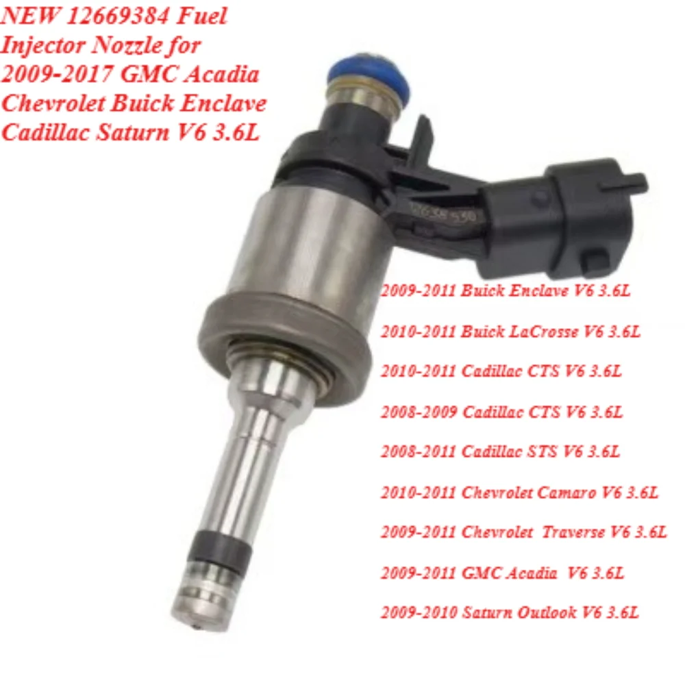 NEW 12669384 Fuel Injector Nozzle for 2009-2017 GMC Acadia /Chevrolet / Buick Enclave /Cadillac CTS STS /Saturn Outlook V6 3.6L