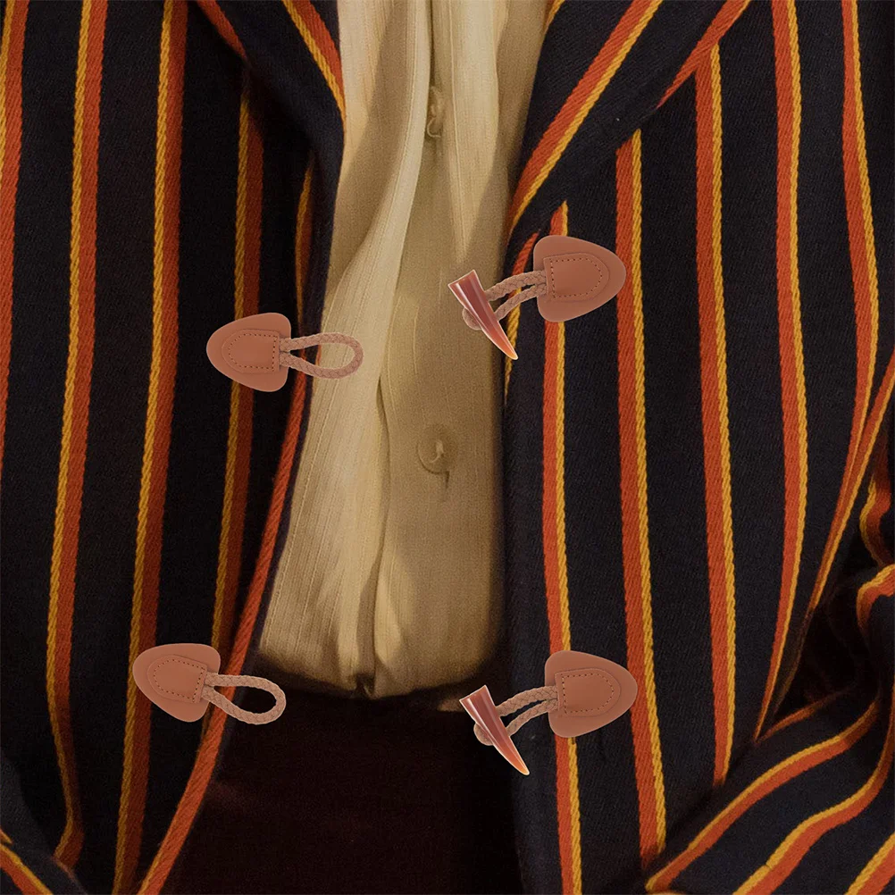 

5Pcs Vintage Resin Horn Buttons Sew on PU Closures for Coats Jackets Autumn Winter DIY Projects Sew on Toggle Toggle Buttons