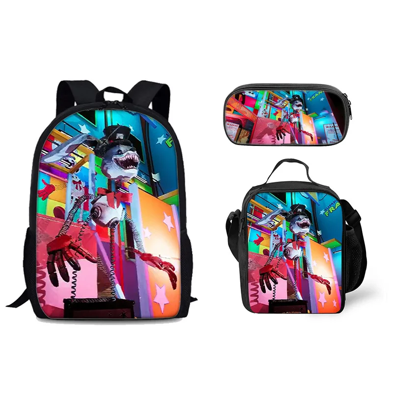 

Модная молодежная новинка Finding Frankie с 3D принтом, 3 шт./компл., студенческие дорожные сумки, рюкзак для ноутбука, сумка для обеда, пенал