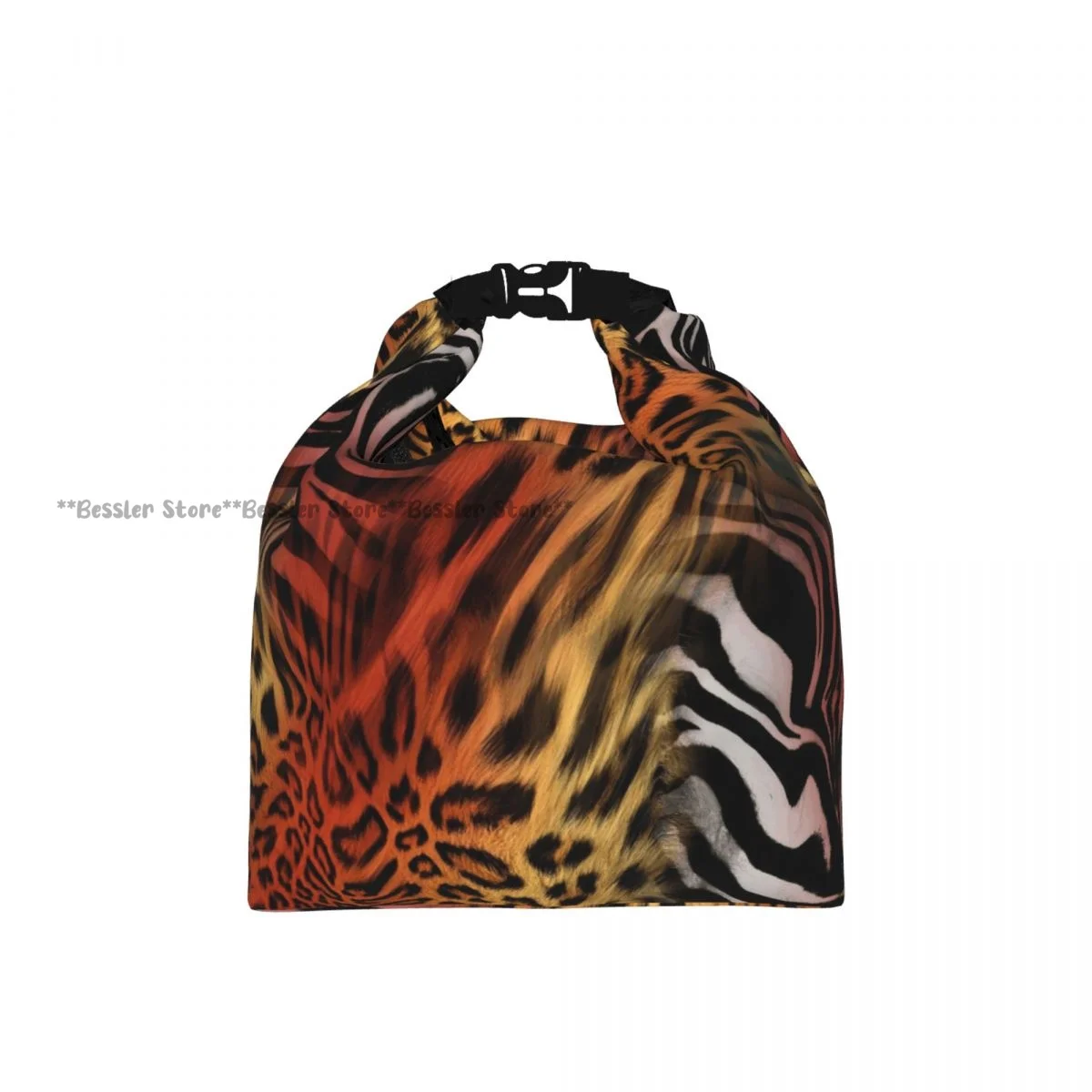 Roll-Top Insulated Lunch Bag Leopard Zebra Print Thermal Bento Box Bag Portable Cooler Bag for Picnic