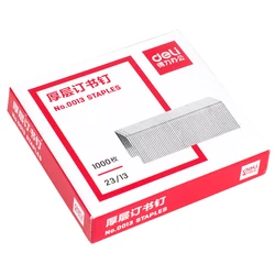 Deli High-Strength Steel Heavy Duty Thick Layer Staples 23/13 1000 Pcs/Box Model 0013 Single Box Pack