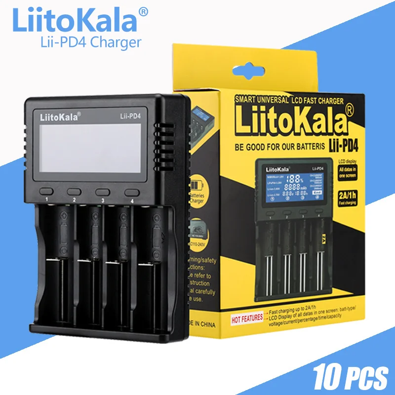 1-5PCS LiitoKala Lii-PD2 Lii-PD4 +car 1.2V 3.7V 3.2V 3.85V A/AAA 18650 18350 26650 10440 14500 16340 NiMH battery smart charger