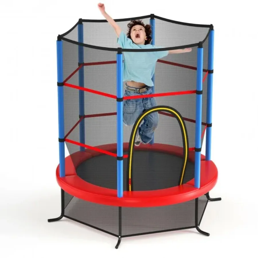 

55 Inch Kids Recreational Trampoline Bouncing Jumping Mat with Enclosure Net