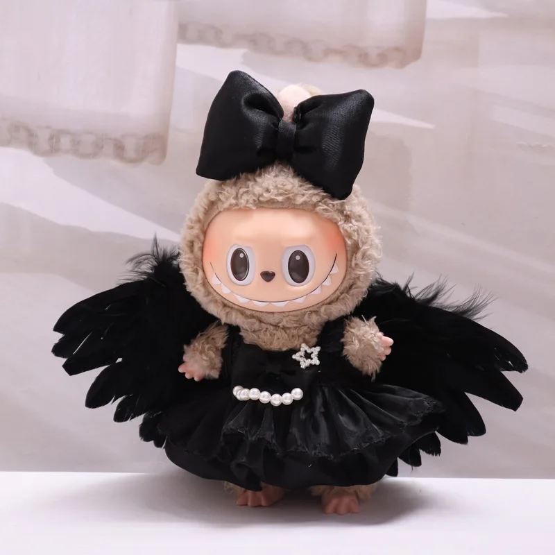 Mini roupas de boneca acessórios para coreia kpop exo 15-17cm labubu 10com algodão boneca gaze saia asas de anjo roupas presente