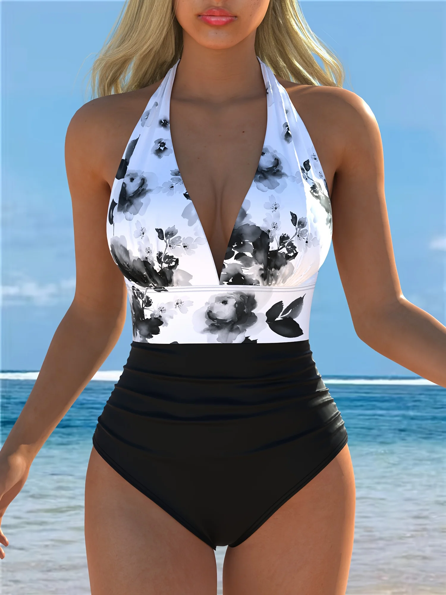 

European and American Fashion Women's Competitive One-Piece Swimsuit