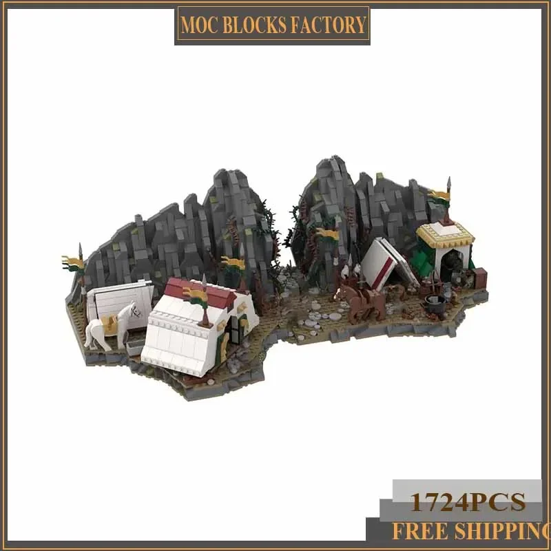 

Moc Building Block Magical Rings Movie Scene Dunharrow Shelter Model Castle Bricks DIY Assembly Street View Toy Child Gift