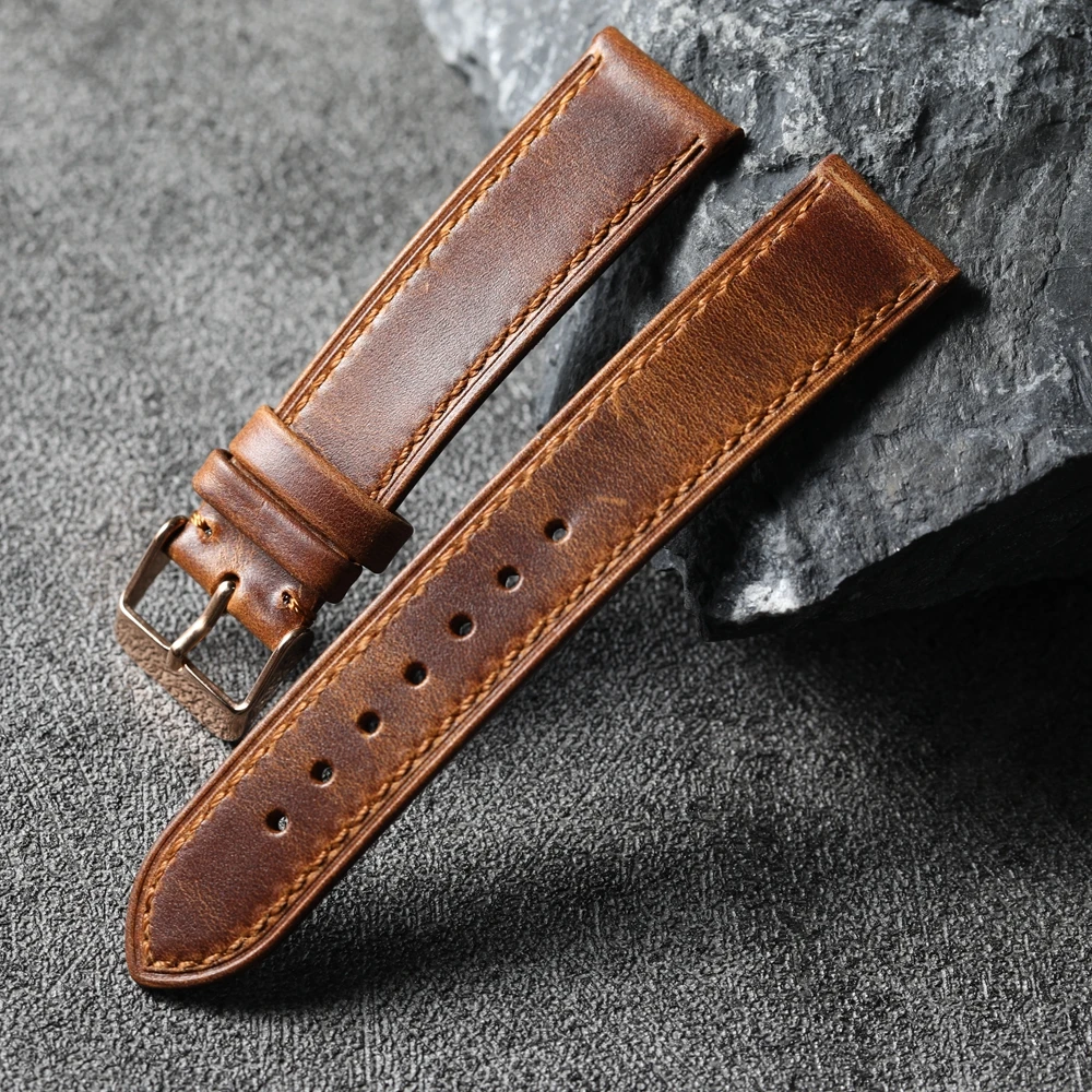 Handmade Short Italian Cowhide Leather Bracelet, 18 19 20MM Vintage Style, Genuine Leather Soft Bracelet, Size S, Men\'s and Wome