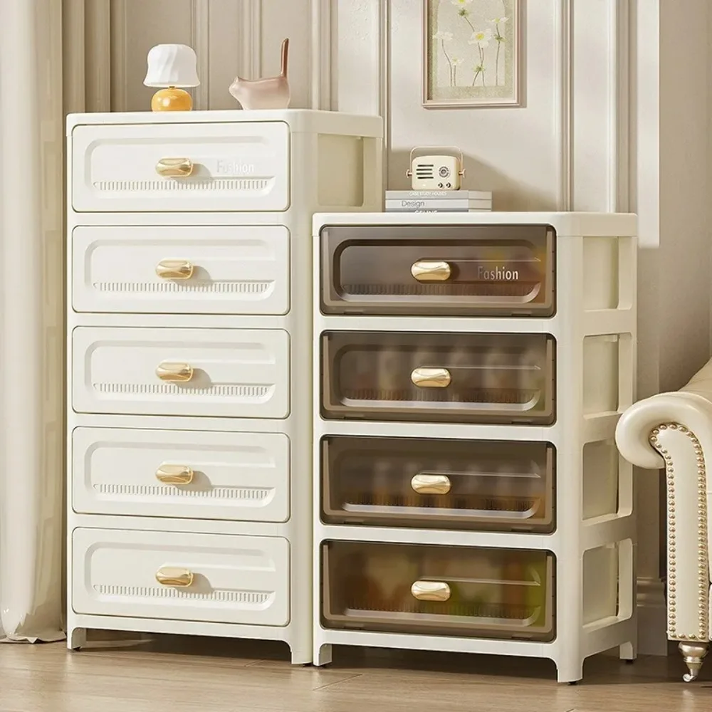 Home Storage Cabinet Multi-layer Drawer with Pulley Storage Cabinet Snack Chest Drawers Bedside Table Plastic Organizer Cabinets